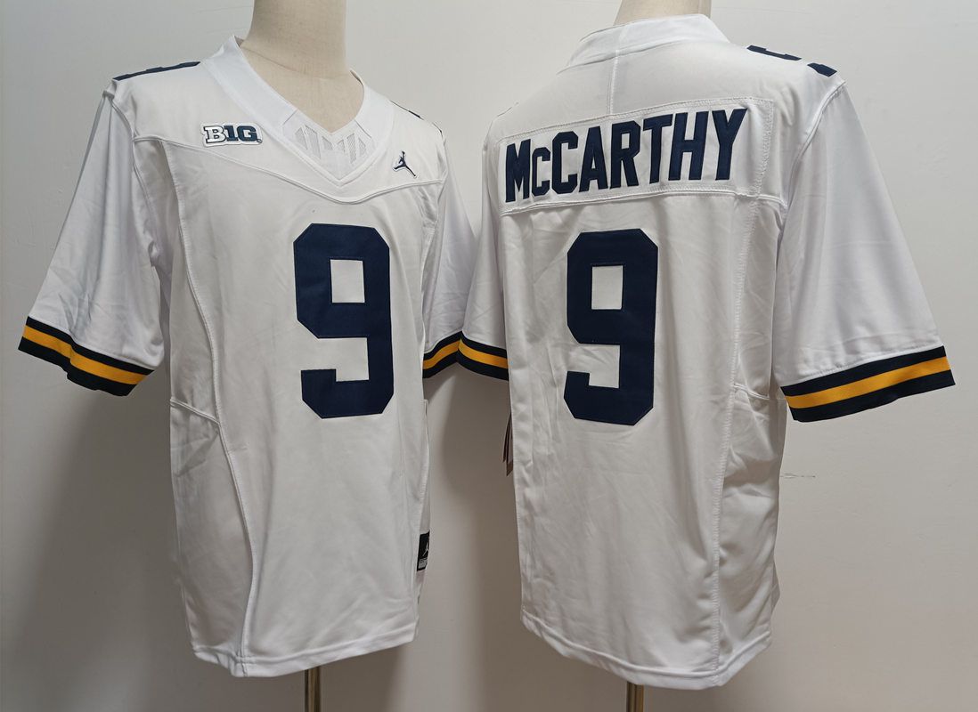Men Michigan Wolverines #9 Mccarthy White 2025 NCAA Jersey->ncaa teams->NCAA Jersey